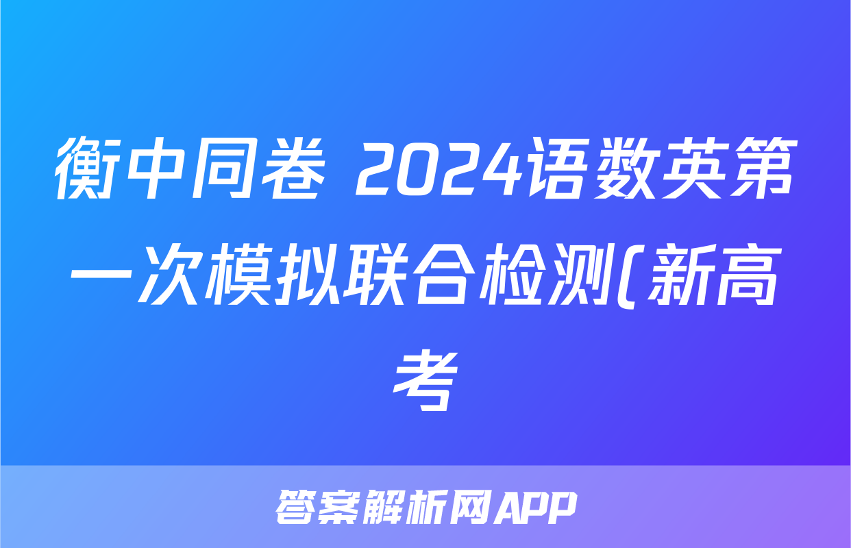 衡中同卷 2024语数英第一次模拟联合检测(新高考)数学答案